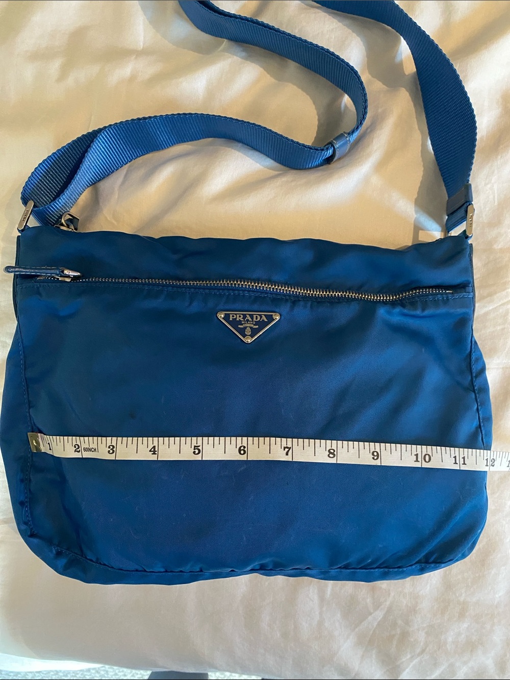 Vintage Prada Teal-Blue Nylon Crossbody Shoulder Bag - Picture 4 of 11